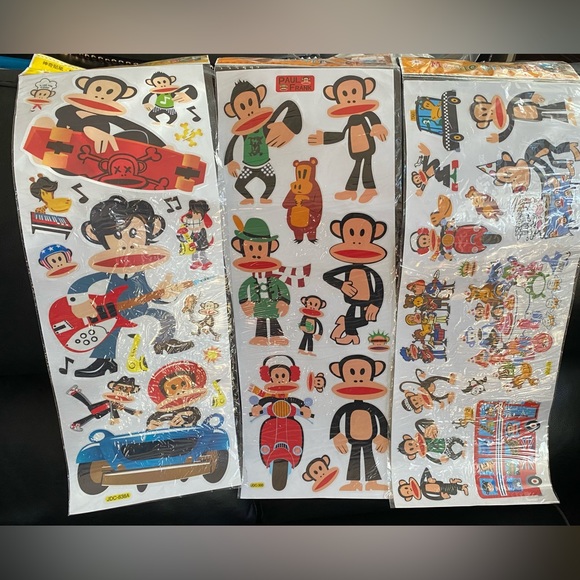 New Paul Frank Julius Monkey stickers set of 3 jumbo sheets - Picture 1 of 1